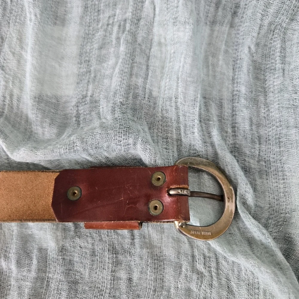 Child's Leather Belt Brass Plate Buckle  Horse Head Concho‎ Size 24